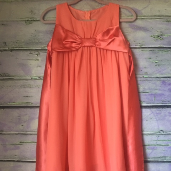 Coral Chiffon High-Low Dress - Picture 1 of 5